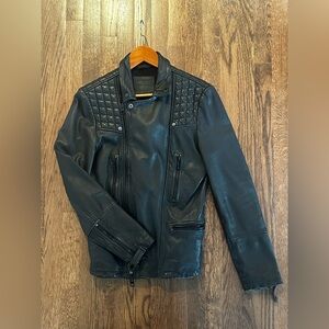 All Saints Quilted Leather Motor Jacket